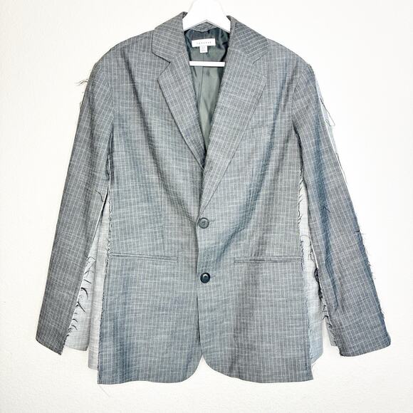 Topshop Deconstructed Pin Stripe Two Toned Gray Suit Blazer (2) Pant (4) - Picture 2 of 16